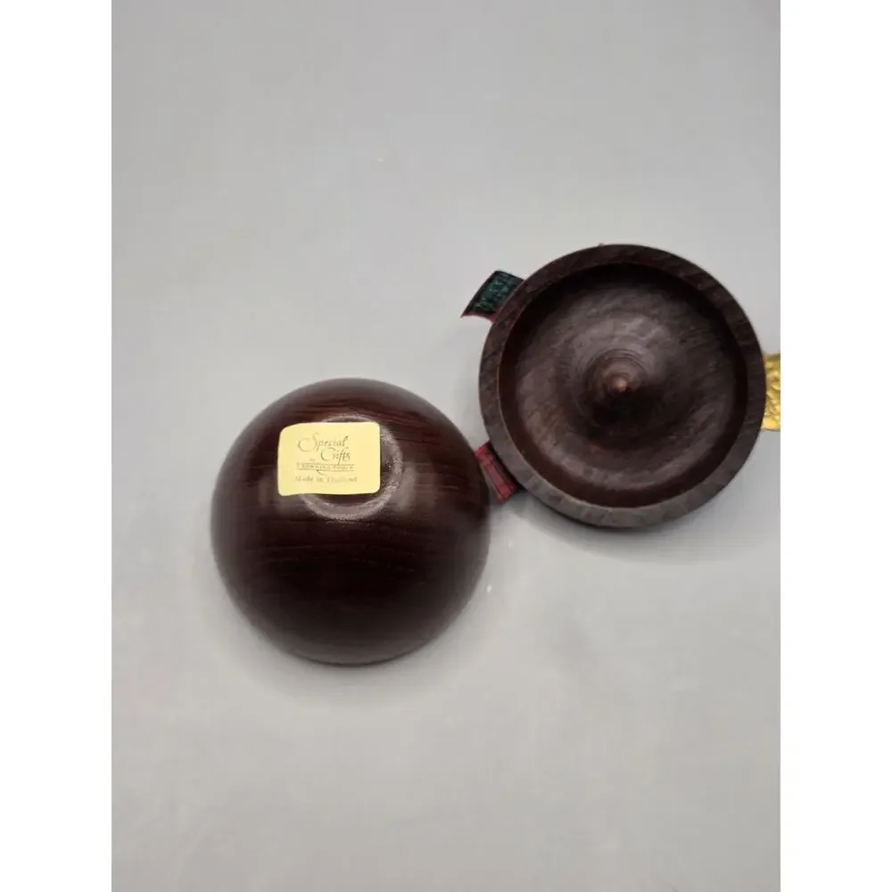 Vintage Crowning Touch Wooden Apple Trinket Box Made in Thailand Holiday Plaid